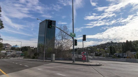 Campo De Cahuenga Freeway Offramp and Street, Universal City, Los Angeles Stock Footage