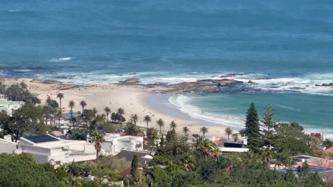 Camps Bay as seen from Table Mountain. Stock Footage 343816669