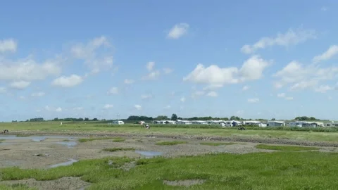 Campsite, Dorumer Neufeld, Dorum, Lower Saxony, Germany, Europe Stock Footage 157748306