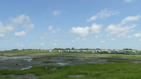 Campsite, Dorumer Neufeld, Dorum, Lower Saxony, Germany, Europe Stock Footage 157748361
