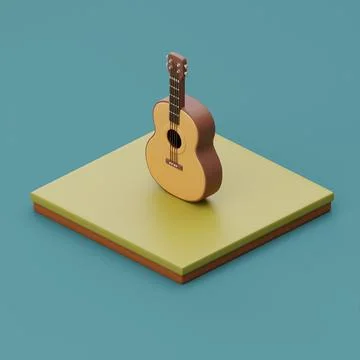 Campsite in nature with guitar, elements for camping, summer camp, traveling, Stock Illustration
