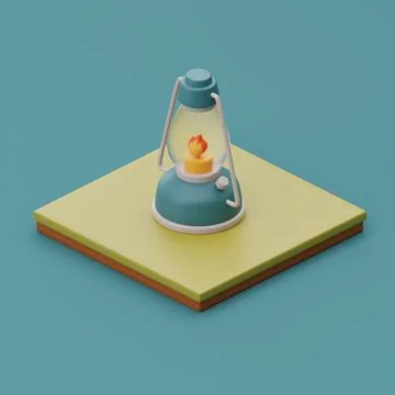 Campsite in nature with lantern, elements for camping, summer camp, traveling Stock Illustration