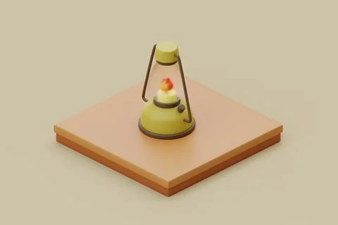 Campsite in nature with lantern, elements for camping, summer camp, traveling Stock Illustration