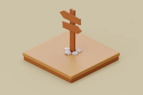 Campsite in nature with signpost, elements for camping, summer camp, travelin Stock Illustration