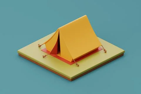 Campsite in nature with tent, elements for camping, summer camp, traveling, t Stock Illustration