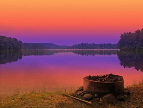 Campsite sunset Stock Photos