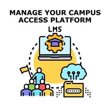 Campus access platform management learning system concept Illustrazione stock