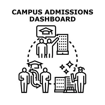 Campus admissions dashboard analyzing student education data Stock Illustration