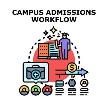 Campus admissions workflow for college students 库存插图