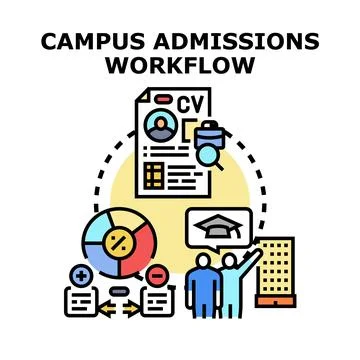 Campus admissions workflow selecting students for university program Stock Illustration