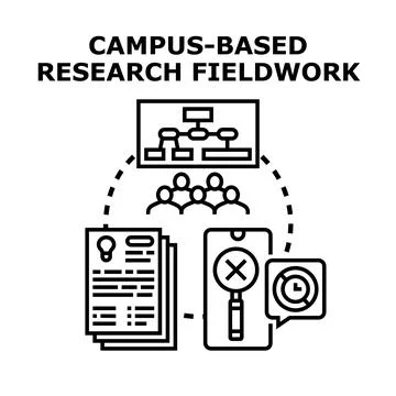 Campus based research fieldwork activities illustration Stock Illustration
