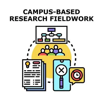 Campus based research fieldwork activities illustration イラスト素材