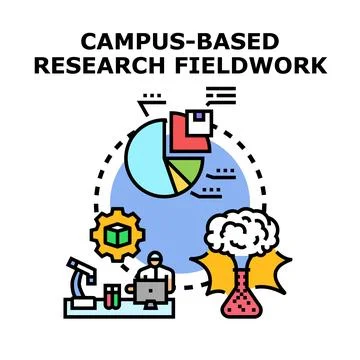 Campus based research fieldwork concept and development Stock Illustration