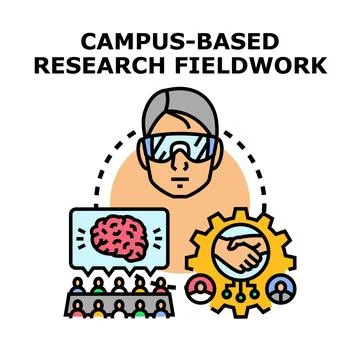 Campus based research fieldwork concept illustration 스톡 일러스트