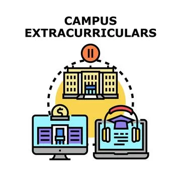 Campus extracurricular activities learning and education concept 스톡 일러스트