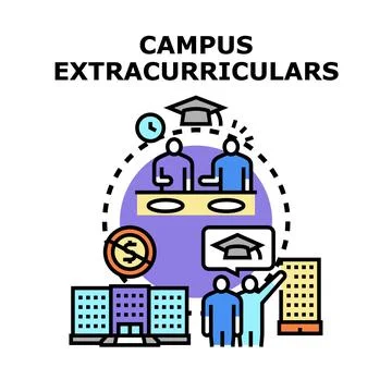 Campus extracurricular activities learning and student development 库存插图