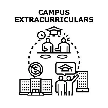 Campus extracurricular activities learning and student development Stockillustratie