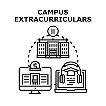 Campus extracurricular activities learning and education concept イラスト素材