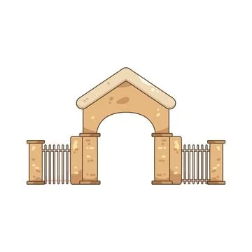 Campus gate with a fence Stock Illustration