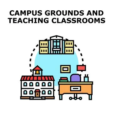 Campus grounds and teaching classrooms concept illustration Stock Illustration