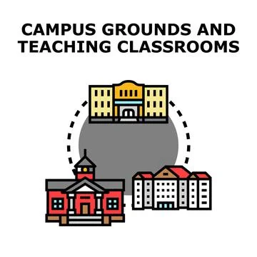 Campus grounds and teaching classrooms concept illustration Stock Illustration