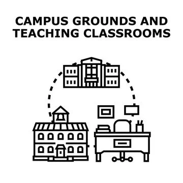Campus grounds and teaching classrooms concept illustration Stock Illustration