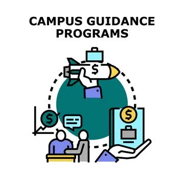 Campus guidance programs offering career financial support Stock Illustration
