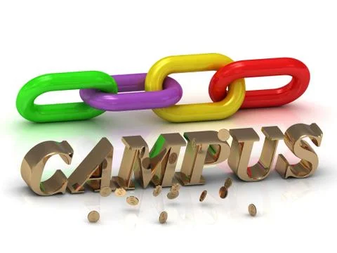 CAMPUS- inscription of bright letters and color chain on white background Stock Illustration