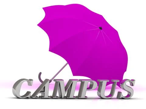CAMPUS- inscription of silver letters and umbrella on white background.. Stock Illustration