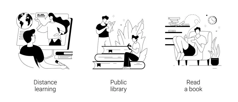 Off campus learning abstract concept vector illustrations. Stock Illustration