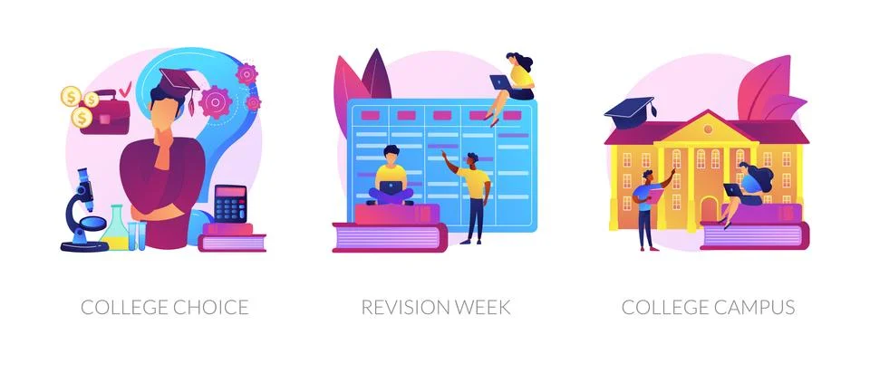 On-campus learning vector concept metaphors. Illustrazione stock