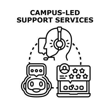 Campus led support services vector concept illustration Stock Illustration