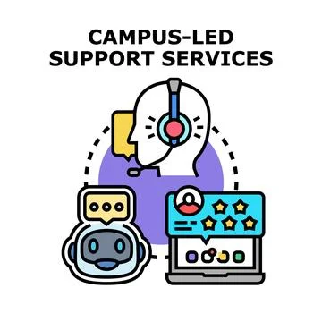 Campus led support services vector concept illustration Stock Illustration