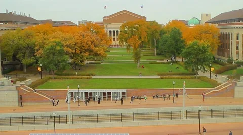 Campus Mall During Fall Classes Stock Footage 56711924