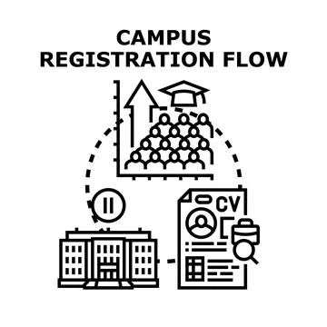 Campus registration flow process for student admission Illustrazione stock