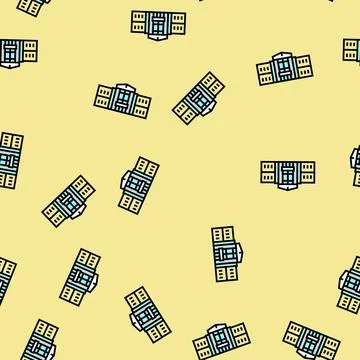 Campus school building vector seamless pattern Stock Illustration