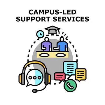 Campus support services providing student assistance and communication Stock Illustration
