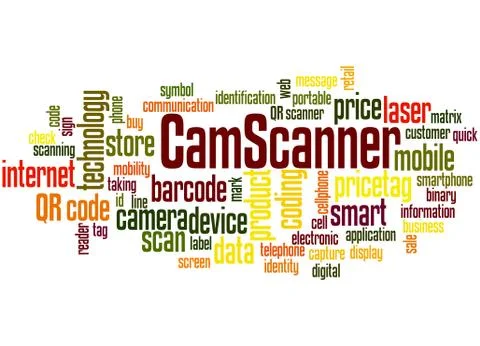 CamScanner word cloud concept Stock Illustration