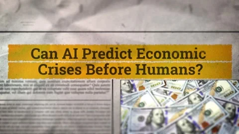 Can AI Predict Economic Crises Before Humans Title on Digital Newspaper Stock Footage 317054680