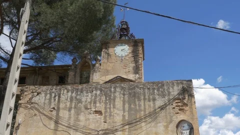 Can Bros chapel clocktower front Stock Footage 98201351