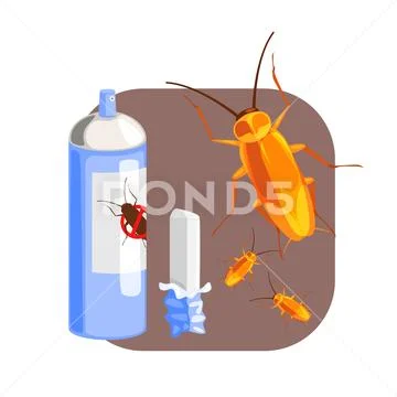 Can of cockroach insecticide and piece of chalk for the destruction of cockroach Stock Illustration