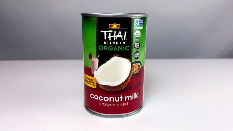 Can of Coconut Milk Stock Footage 313158800