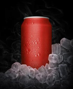 Can of cold beverage, ice cubea of juicy. Summer refreshing drink Stock Illustration