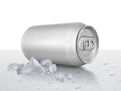 Can of cold beverage, ice cubea. Summer refreshing drink Foto stock