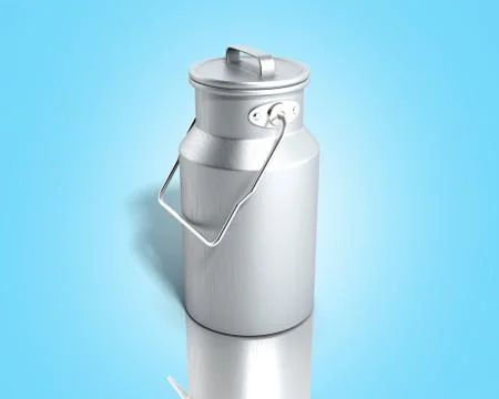 Can container for milk 3d render on blue gradient background Stock Illustration