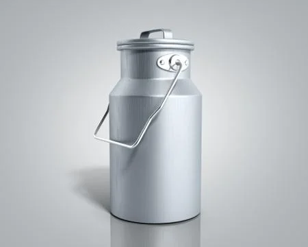 Can container for milk 3d render on grey background Stock Illustration