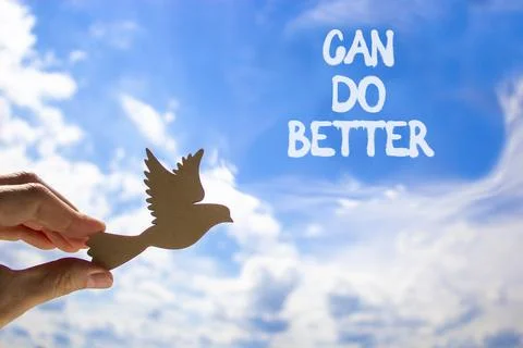 Can do better symbol. Concept words Can do better. Beautiful blue sky cloud.. Foto stock