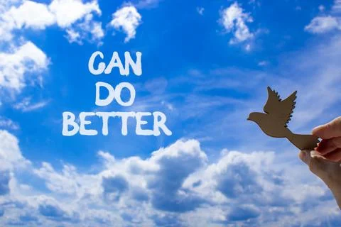 Can do better symbol. Concept words Can do better. Beautiful blue sky cloud.. Foto stock