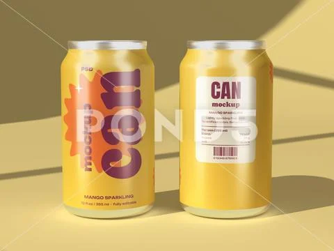 Can Front And Back Label Mockup PSD Template