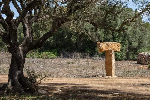 Can Garra Seca, Megalithic elements, Cam de sa Torre, municipality of Llucmaj Stock Photos